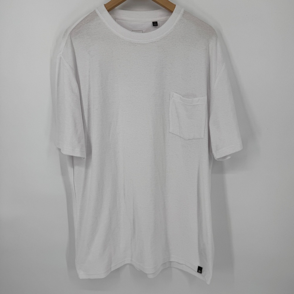 Boggi Milano Mens XL Terry Cloth White Pocket T-Shirt‎ Made in Turkey